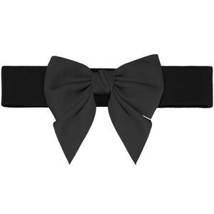Plus Size Elastic Wide Belt Dress Bowknot Waistband Decoration Belts Black